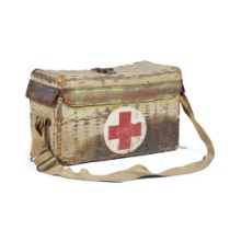 Claire's wicker, canvas and leather mounted World War II travelling medical kit Acquired for Sea...