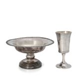 Silver Communion Cup and Baptismal Bowl from First Church in Sterling, Massachusetts, mid-19th c...