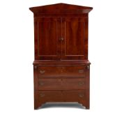 Vernacular Greek Revival Mahogany Veneered Pine and Poplar Secretary Bookcase New England, mid-1...