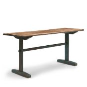 Blue Painted Trestle Table found in Mystic, Connecticut, late 19th/early 20th century