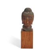 A Carved Wood Head of Amida Buddha Japan, Edo period (1615-1868) or Meiji era (1868-1912), 19th/...