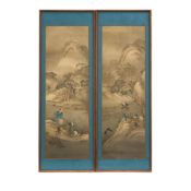 Katsushika Isai (1821-1880), A Pair of Paneled Paintings Japan, Edo period (1615-1868), (2)