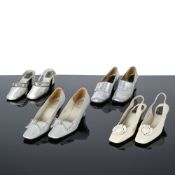 Souliers Christian Dior, circa 1960-1970. Quatre paires de souliers, petits talons. Souliers Chri...
