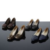 Souliers Christian Dior, circa 1960-1970. Quatre paires de souliers, petits talons. Souliers Chr...