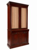 Victorian bookcase, mahogany, the moulded cornice above two glazed doors opening to shelved