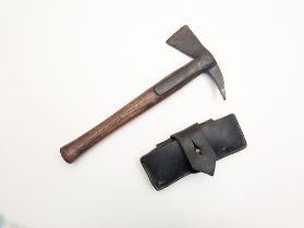 World War II Fireman's Axe in Leather Holder, Dated