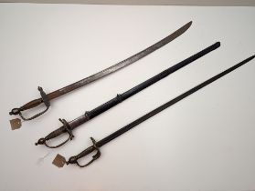 Three 1796 Spadroons, one Heavy Cavalry Officer's, two Infantry Officer's