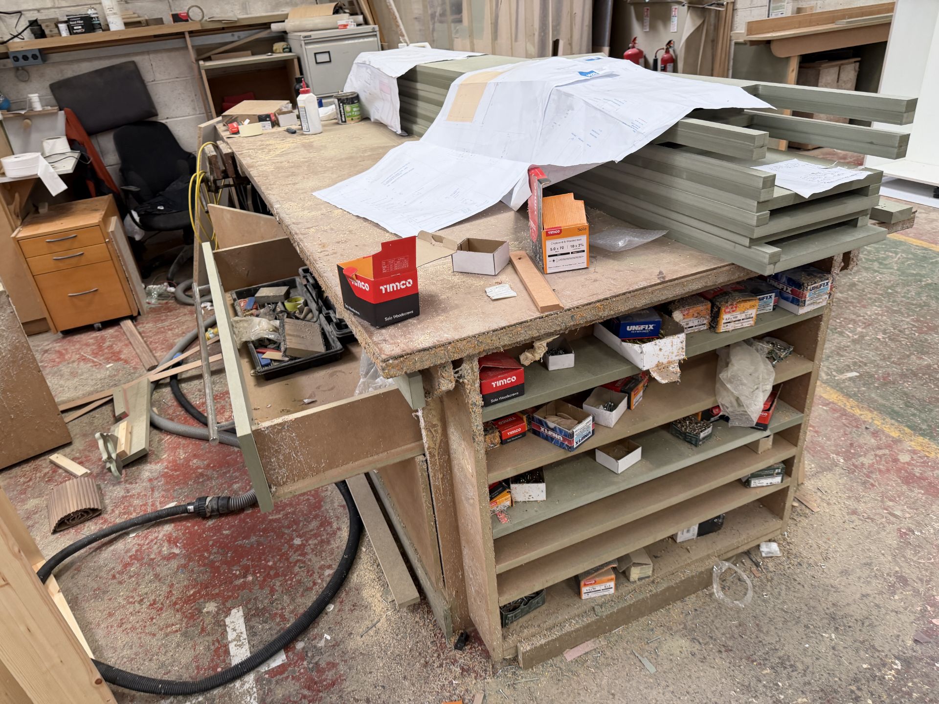 4 x Large MDF Worktables (contents not included) - Image 2 of 4