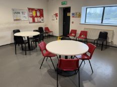 2 x Round Canteen Tables & 13 Canteen Chairs