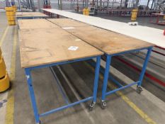 4 x Large Wheeled Work Benches (Approx 2m x 1m)
