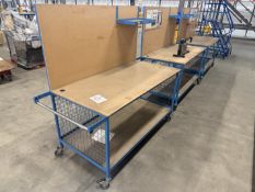 3 x Wheeled Work Benches with Back Stand