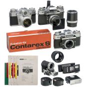 3 x Contarex und Muster des Planar 1,4/50 mm
