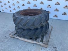 (2) Firestone 12.4-24 Agricultural Tractor Tires on Steel Rims