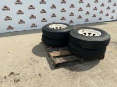 (4) Goodyear Workhorse 7.00-15LT Tires on White Steel Rims