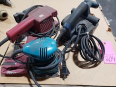 Assorted corded hand sanders. Makita, Skil, Ryobi.