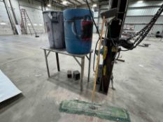 Steel Workbench w/ x2 Trash Bins & Broom