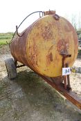 Metal framed single axle water bowser/tank