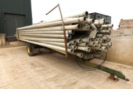 Large qty of Irrigation aluminium pipework, approx 70+, Approx 9m (l) each with single axle low
