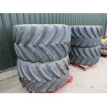 Set of four LGP wheels and tyres, 750/50 R26, eight stud. Off Bateman RB36 sprayer