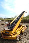 Fyson Victor elevator cleated conveyor, yellow, swing fill hydraulic control with limit switches and