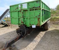 Twin axle tractor drawn tipping trailer, super singles, 20 foot (l) x 8 foot (w),