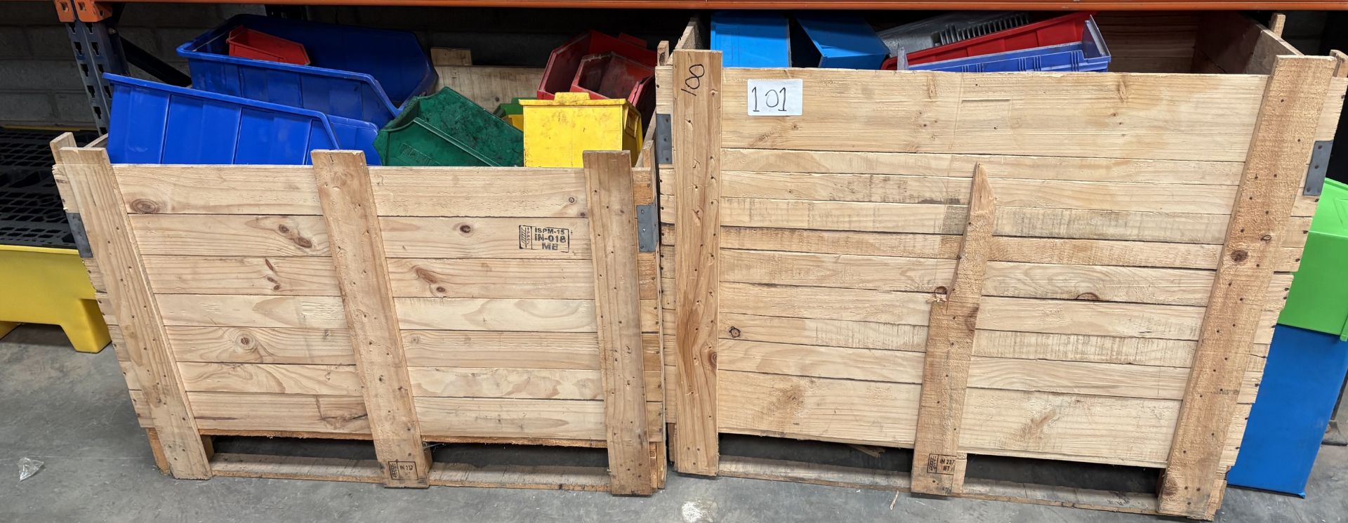 2 x Wooden Boxes of Lin Bins.