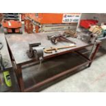 7ft x 3ft Metal Bench with Two Vices, Chain and Bangers.