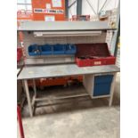 6ft Workbench with overshelf inc Light, Plugs, Lurve Panelling with Lin Bins, Jump Pack with