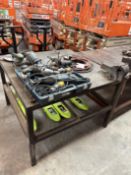 4ft x 4ft Metal Bench with Vice and Power Tools inc, 2 x Grinders, Drill, Sander and Reciprocating