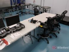 (2) Folding tables and (4) Office Chairs