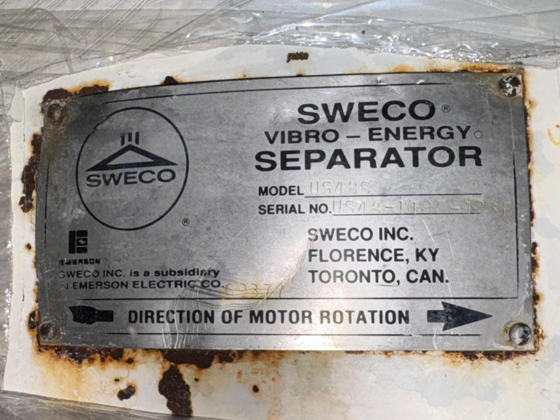 Sweco Approximate 48" Diameter Stainless Steel Single Deck Vibratory Screener, Model US48S, Serial# - Image 7 of 8