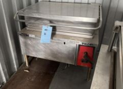 Vulcan Manual Tilt Stainless Steel 40 Gallon Braising Pan, Model# VE40, Serial# 46-3020105.