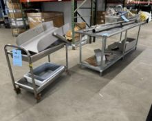 Lot Consisting Of: (1) Stainless steel top table, approximate 96" wide x 30" deep, (1) stainless car