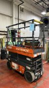 Toyota-Aichi Electric Scissor Lift Model SV1930C, 19’ Max Height, 500 Lbs. Capacity, Hard Rubber Tir