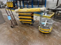 Lot Consisting Of: (1) Dandy Lift portable lift table, (6) drum dollies, (1) American Pulley Company