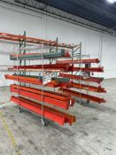 Lot: (2) Metro racks with (43) 96" assorted cross beams, (8) 180" Tall uprights, and (2) 96" tall up