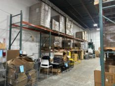 Lot: (6) sections 42" deep pallet racking x (7) 144" tall uprights x (18) 96" cross sections with gr