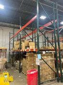 Lot: (3) sections 50" deep pallet racking x (4) 180" tall uprights x (12) 96" cross beams with grati