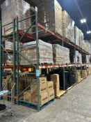 Lot: (6) sections 42" deep pallet racking x (7) 144" tall uprights x (24) 96" cross sections with gr