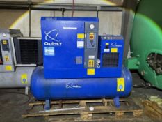 Quincy Tank Mounted Rotary Screw Air Compressor, Model QGS-15, Serial# CAI586178, Year 2012. With ta