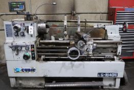 Cubic LS-1840G Gap Engine Lathe, 18'' Swing and 40'' Cent, 10" 3 Jaw Chuck, Steady rest, SOLD AS IS