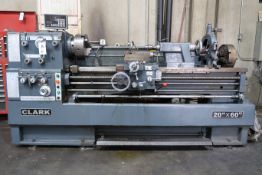 Clark 20 x 60 Gap Engine Lathe 20'' Swing 60'' Centers, 3.5" Spindle hole, Inch/Metric, SOLD AS IS