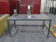 Metal Table with Arbor Press and Bench Vise (SOLD AS-IS - NO WARRANTY)