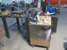 Metal Table46"x47"x38" and Metal Tool Box (SOLD AS-IS - NO WARRANTY)