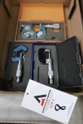 Mitutoyo 0-1", 0-1" Micrometers, 0.001-0.2" V-Anvil Micrometer (3) (SOLD AS-IS - NO WARRANTY)