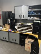 LOT GLADIATOR CABINETS, FILE CABINETS, WATER COOLER, MINI REFRIGERATOR, PRINTER, ETC.