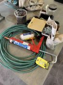 LOT AIR HOSE, CAULKING GUN, CHAIN, ETC.