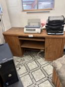 Large lot of furniture including desk, chair and Tv stand