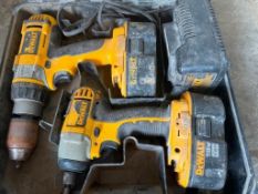 DeWalt 18V Drill, Impact, Battery, (2) Chargers