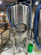 DESCRIPTION 7 BBL STAINLESS STEEL FERMENTER / UNITANK WITH CONICAL BOTTOM AND SIDE MANWAY. PRESSURE